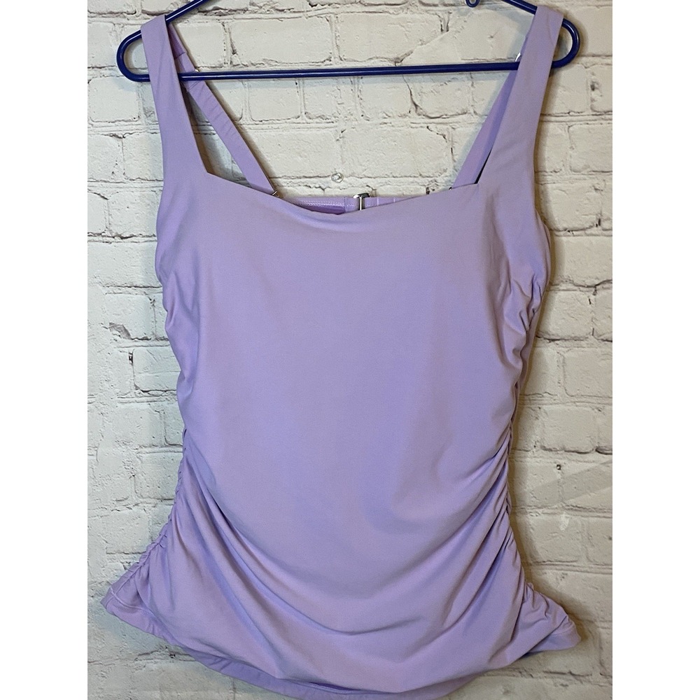 Athleta Square Neck 38 B/C Purple  Bra Cup Swim Tankini Tank Top Removable Pads